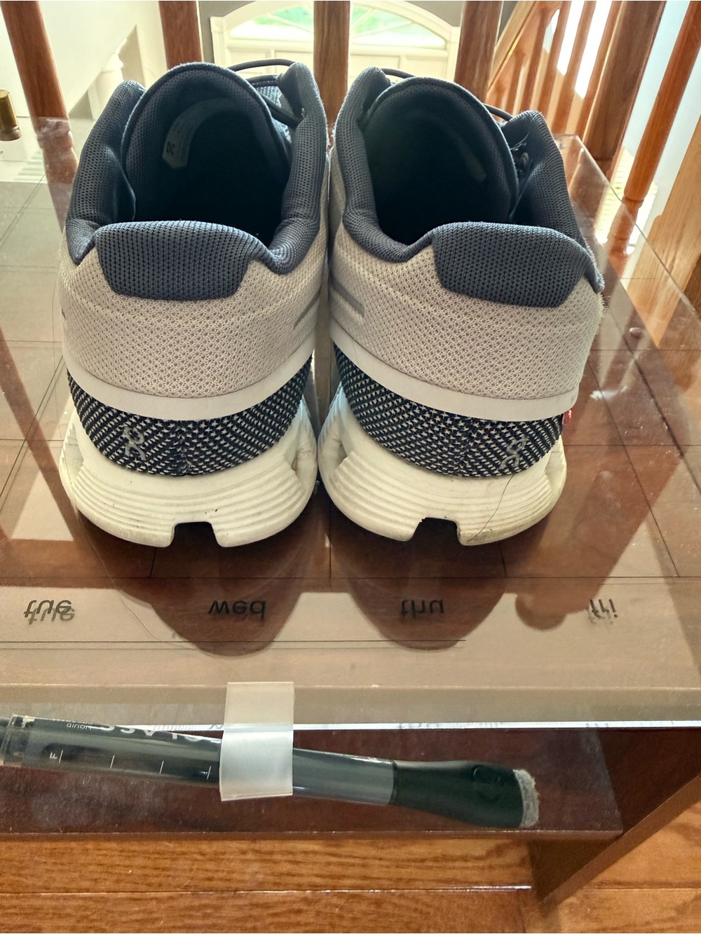 On Running womens Athletic Running Shoes gray and blue - Picture 3 of 8